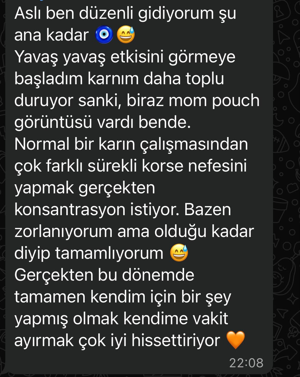 Danışan yorumu: mom pouch görüntüsü ve korse nefesi